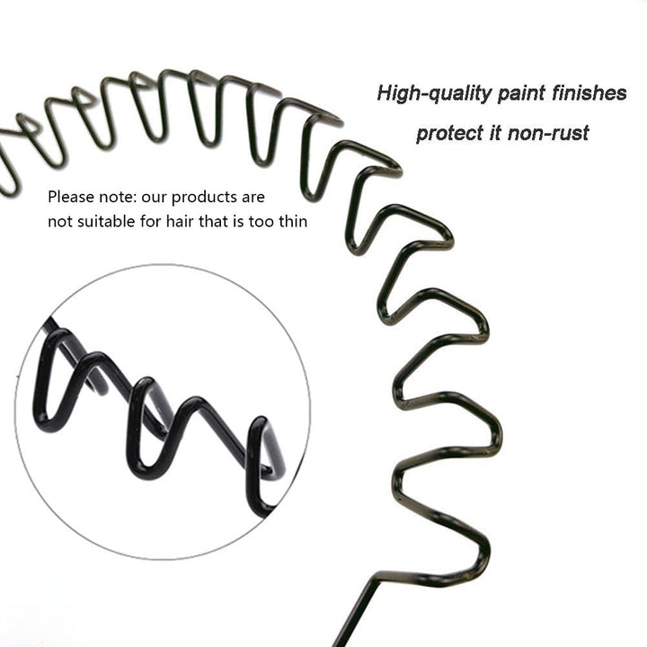 Metal Headbands, 2 Pack Fashion Unisex Black Hairband Spring Wave Non Slip Sports Headwear Hair Hoop Hair Accessories (2 Pack)