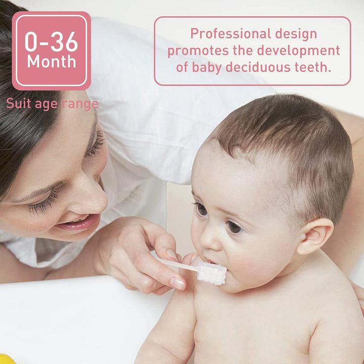 60Pcs Baby Tongue Cleaner, Baby Toothbrush, Disposable Infant Mouth Cleaner, Soft Gauze Toohthbrush Toddler Oral Cleaning Stick Dental Care for 0-36 Month Newborn