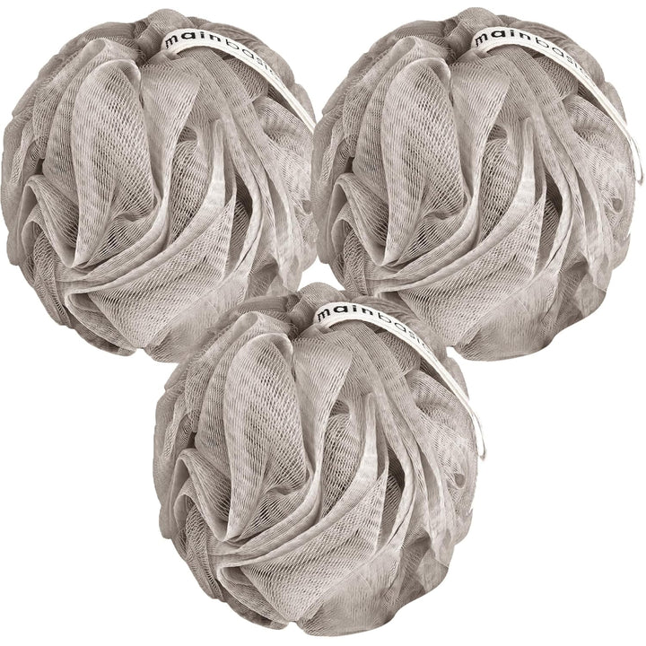 Bath Shower Loofah Sponge Pouf Body Scrubber Exfoliator Body Wash Sponge (Set of 3, Airy Blossom)