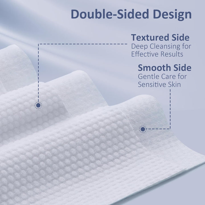 Face Towels, Disposable Biodegradable Clean Facial Towels for Sensitive Skin, Lint- Free Face Cloths for Makeup Remover, Skincare and Women Cleaning, Dry Wipes,100 Count Dot Texture