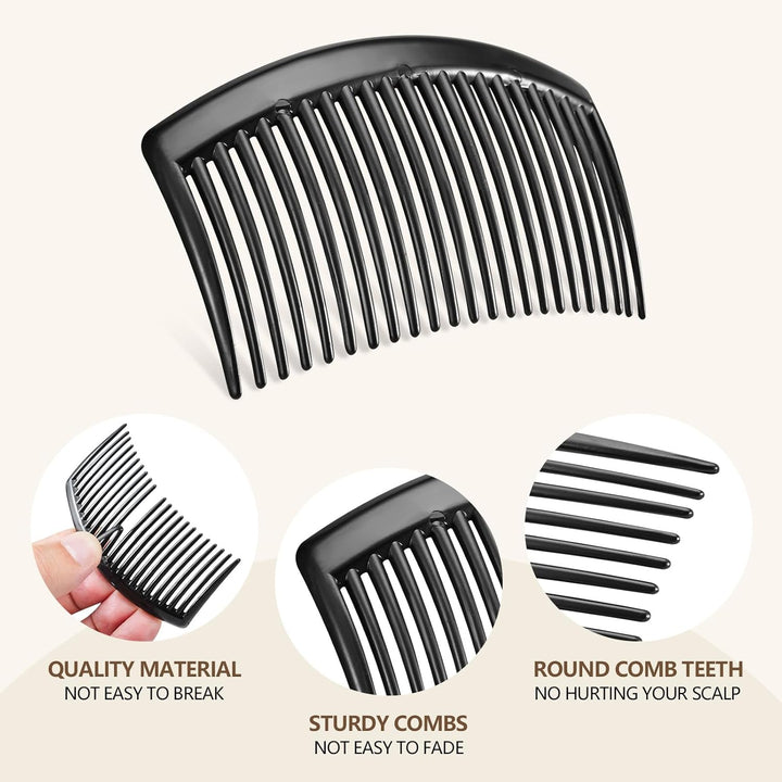 6PCS 3.15IN Hair Side Comb with 3 Colors, Professional Barber Comb for Styling and Grooming, French Combs for Wedding, Dating and More