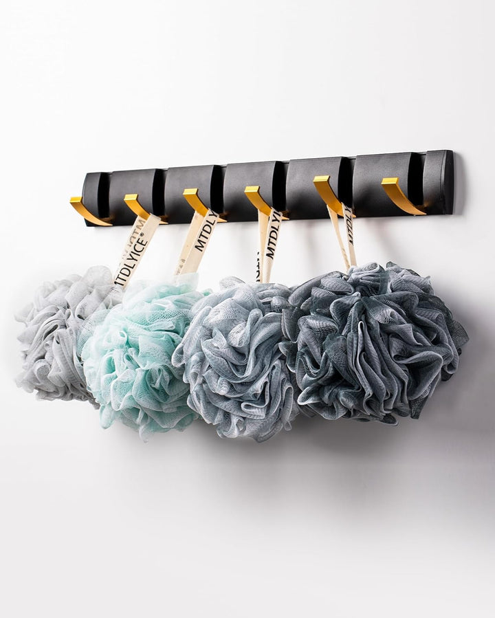 Loofah Sponge, XXL Large Loofah 100G 4 Pack, Bath Sponge Soft Mesh Shower Loofah for Men, Body Scrub, Shower Pouf Bath Accessories, for Body Wash, Soap (Blue Gray)