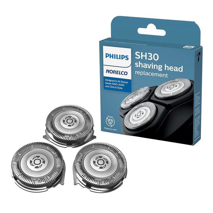 Philips  SH30/52 Shaving Heads, Compatible with Philips Shavers Series 1000, 3000 and 5000, Powerful Performance, Self-Sharpening, 3 Pieces, Model SH30/52