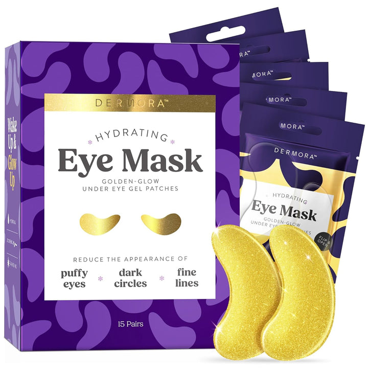 Golden Glow under Eye Patches | Rejuvenating Treatment | Dark Circles, Puffy Eyes, Refreshing, Revitalizing, Travel, Wrinkles | 20 Pairs Eye Gels