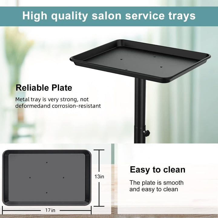 Salon Tray on Wheels, Salon Rolling Tray with Adjustable Height, Hair Stylist Tray, Suitable for Tattoo Tray and Dental Tray