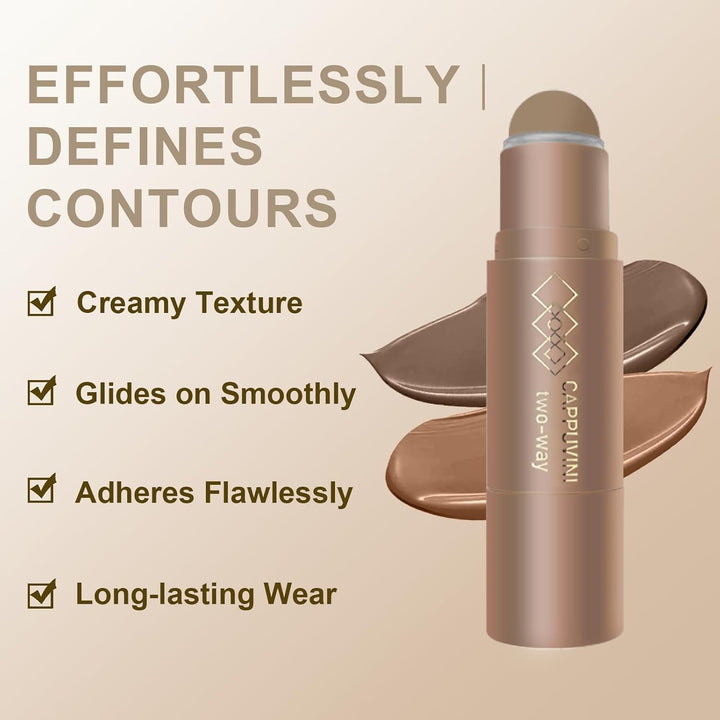 Cool Toned Cream Contour Stick for Fair Light Pale Skin,Grey Nose Contour Makeup Built-In Sponge, Smooth Long Lasting Bronzer Gray, Blendable Lightweight Contouring Stick #01 Cool Ash Brown