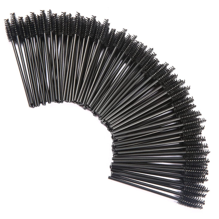 200 PCS Disposable Eyelash Brush Mascara Wands Spoolies for Eye Lash Extension, Eyebrow and Makeup (Black&Rose Red)