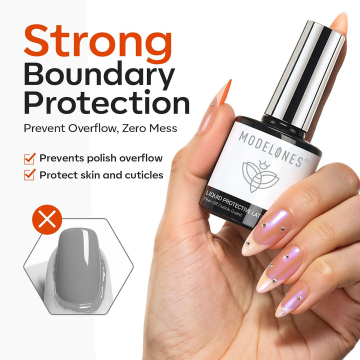 Top Coat Gel Polish Liquid Latex for Nails, 15 Ml Peel off Nail Polish Barrier with Stick, Fast Dry Cuticle Guard, Protector for Fingers