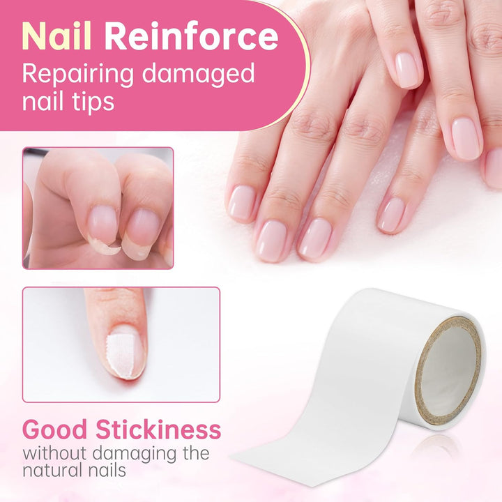 Silk Nail Wrap Instant Reinforce Repair Bandage Tape Protector Self Adhesive Easy Trimmerable for UV Gel Acrylic Nail Art Extension Fiberglass Professional Manicures Tool