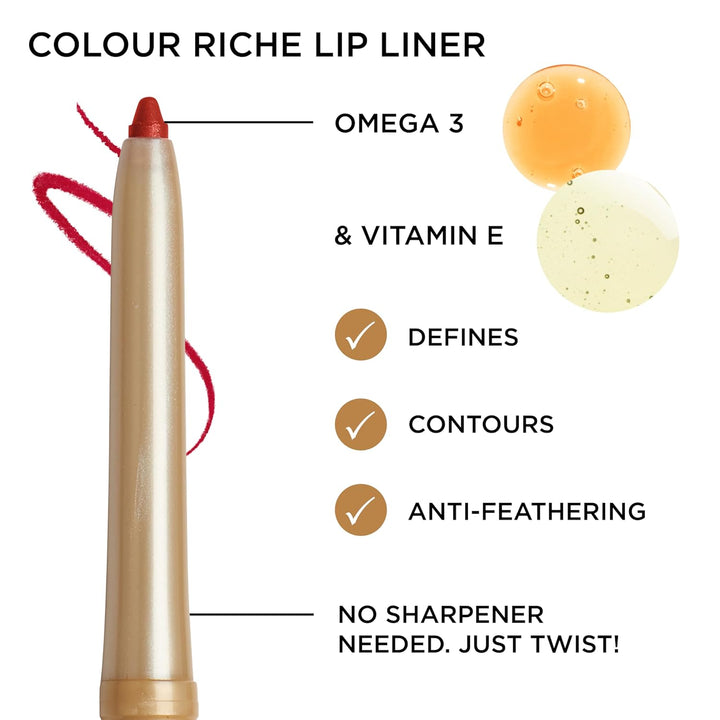 Colour Riche Lip Liner Pencil, Creamy Lip Liner with Omega 3 and Vitamin E, 601 Worth It (Pinky Nude)