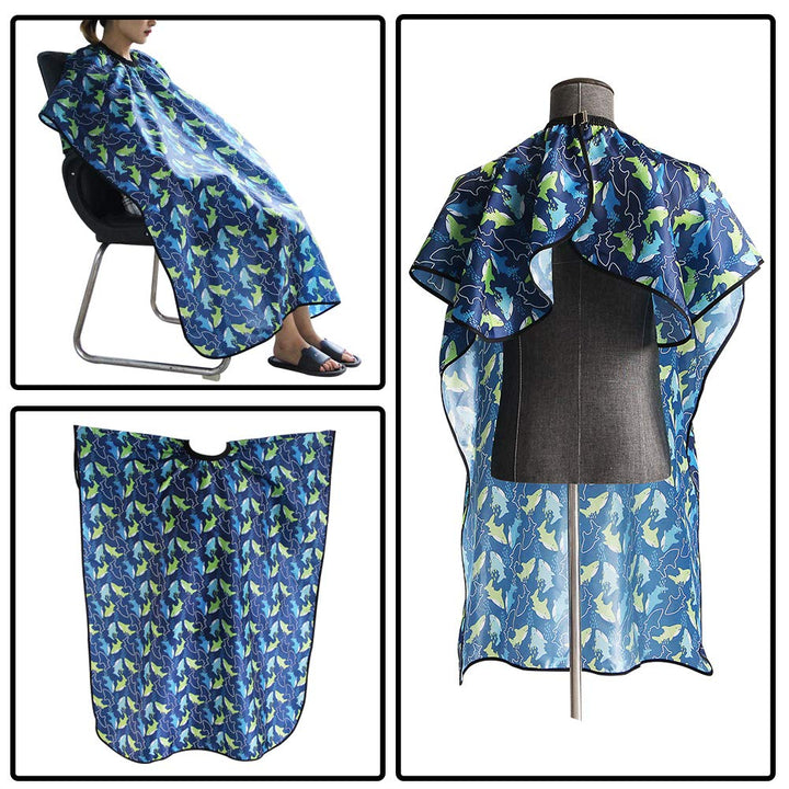 Kids Haircut Cape and Neck Duster Brush Hair Comb Set Professional Barber Hairbrush and Children Dolphin Hairdresser Apron with Adjustable Snap Closure Extra Long Cape 47X39 Inch