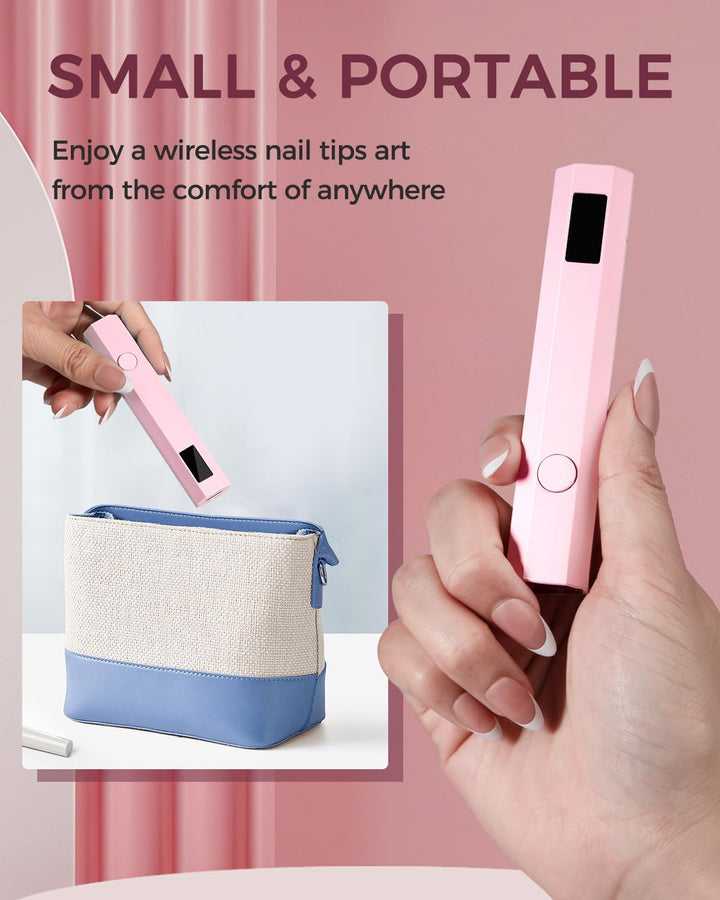 UV Nail Light Handheld UV Light for Nails 3W Portable Led Lamp with 2 Timer Settings 20/60S for Gel Polish Home DIY Salon Women(Pink)