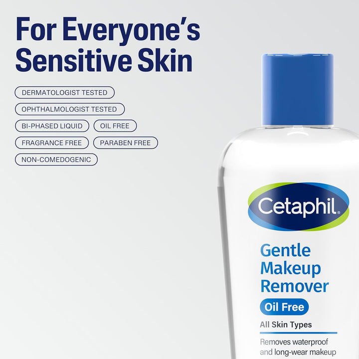 Gentle Waterproof Makeup Remover, Oil-Free Formula Suitable for Sensitive Skin, 6.0 Fluid Ounce