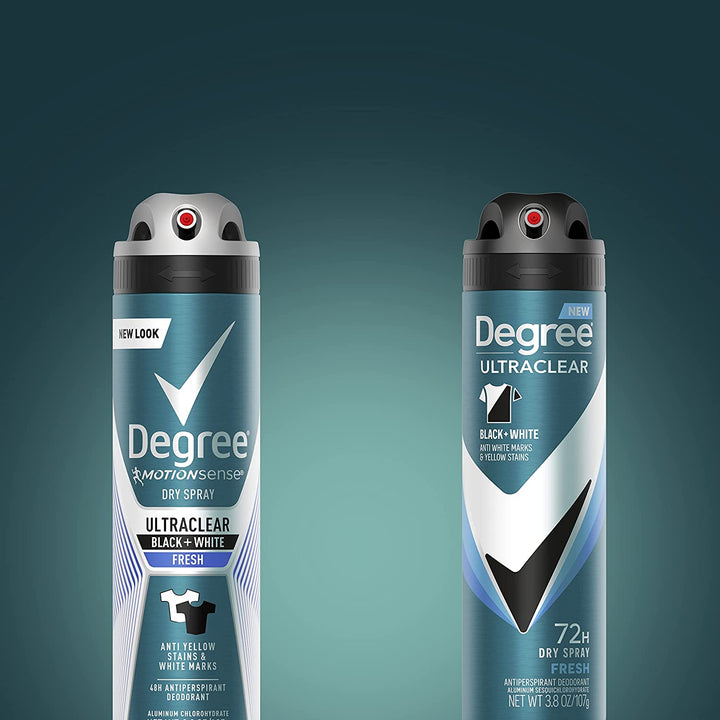 Men Antiperspirant Spray Black + White 3 Count Protects from Deodorant Stains Instantly Dry Spray Deodorant 3.8 Oz