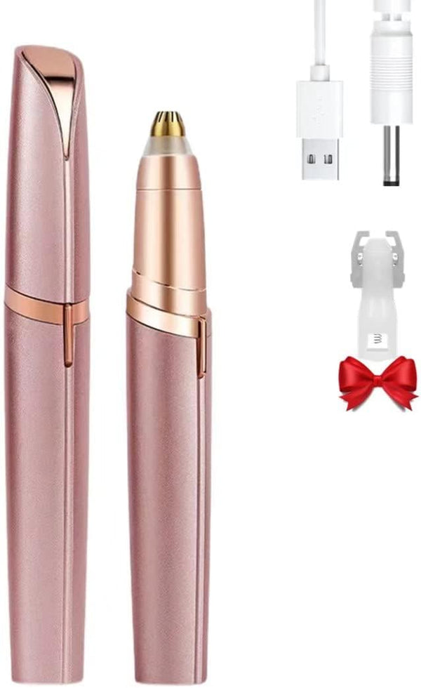 Women'S Electric Eyebrow Hair Remover, LED Light, Stainless Steel Blade, Rechargeable, Anti-Allergenic, Multi-Functional, Clean Skin, No Pulling