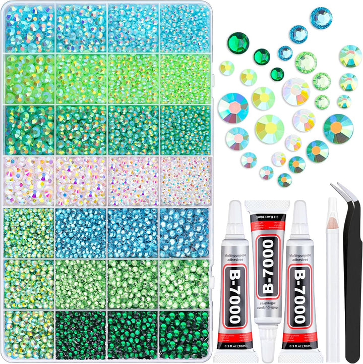 18000Pcs Resin Jelly Rhinestones for Bedazzling, Multicolor 3Mm Flatback Rainbow Gems, Bedazzler Kit with 3Pcs 10Ml B7000 Jewelry Glue for Crafts Crafting Book Shoes Nail Art