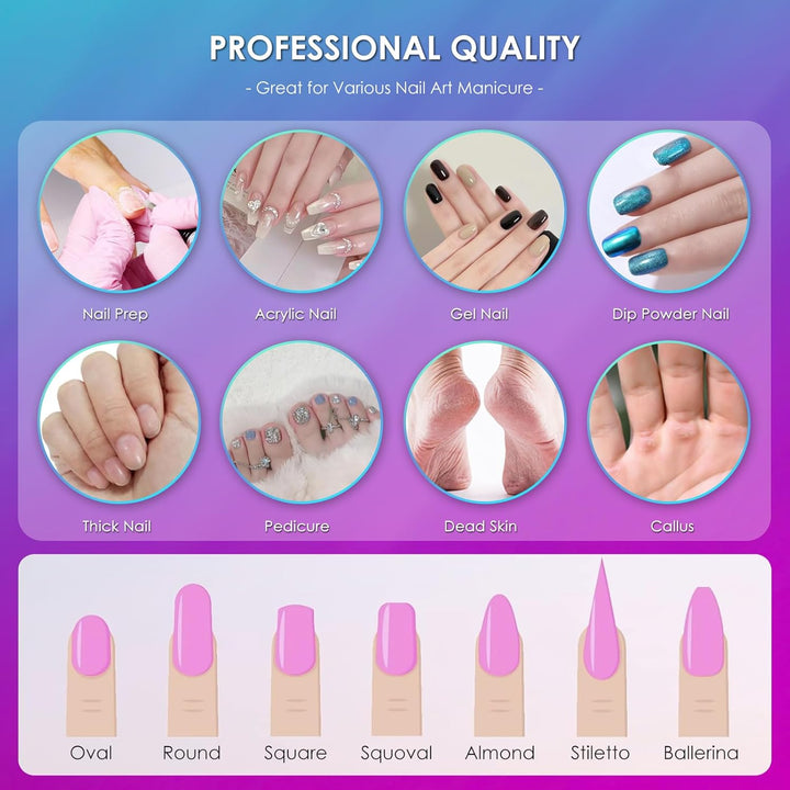 26Pcs Nail Drill Bits Set, 3/32Inch Professional Ceramic Safety Bits for Nail Drill, Cuticle Efile Nail Drill Bits, Remover Bits for Acrylic Gel Nail Tech Manicure Pedicure, Home Salon