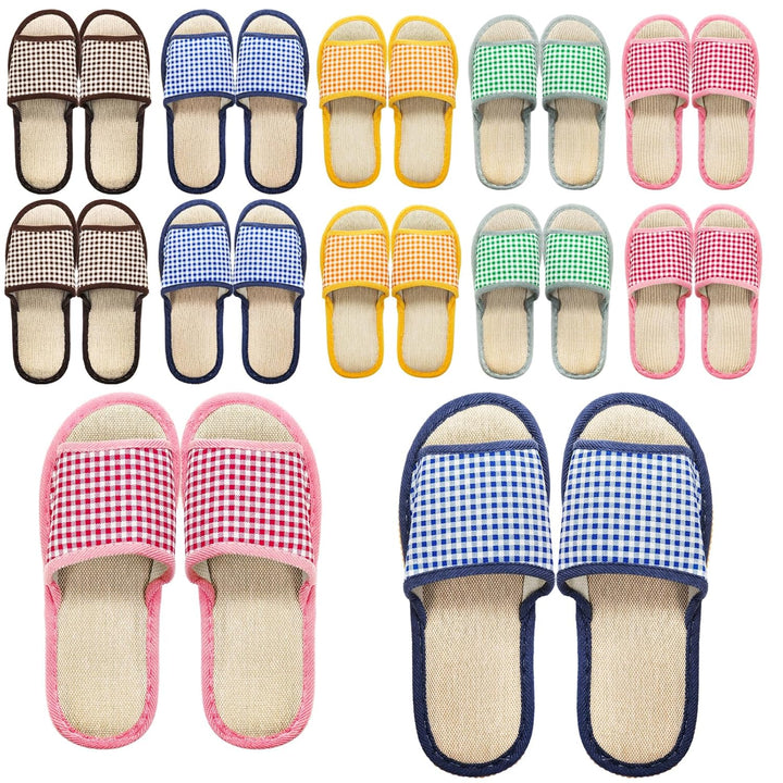 10 Pairs Washable House Slippers for Guests, Disposable Indoor Slipper with Thick Sole, Non Slip Open Toe Slipper, Spa Slipper Bulk for Home, Hotel, Bedroom, Travel, Unisex Universal Size