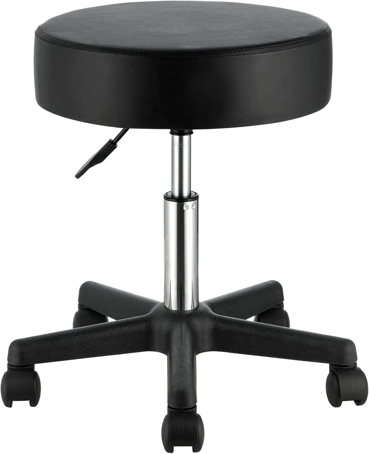 Rolling Stools with Wheels, 400 LBS Weight Capacity Adjustable Height Stool with Ultra-Thick Seat Cushion, Swivel Stools Chair for Salon, Bar, Home, Office, Tatoo, Medical, Massage, Black