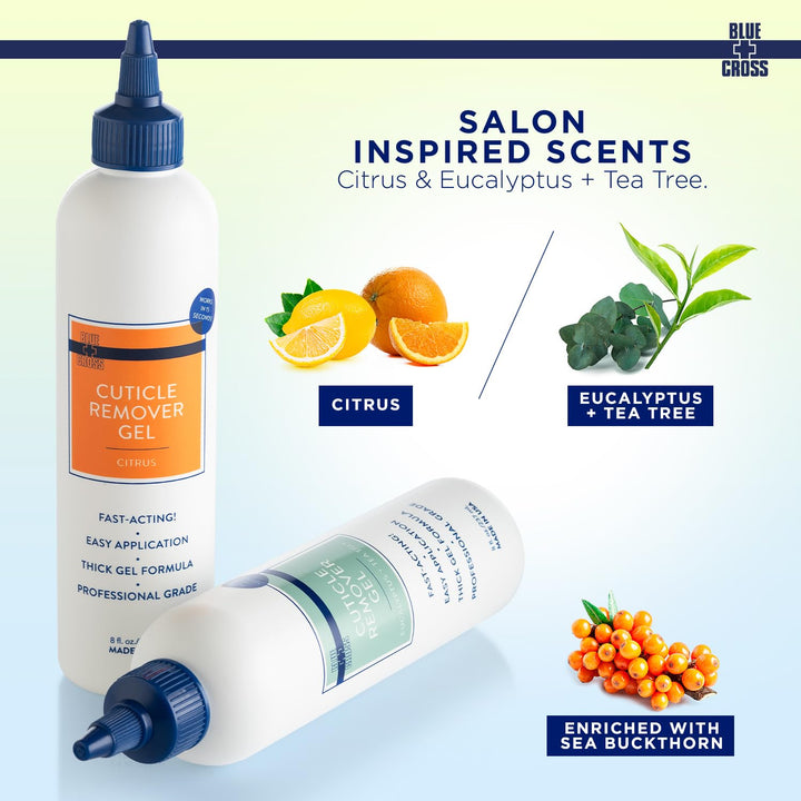 Cuticle Remover Liquid Gel, Cuticle Softener for Nails, Hydrating, Moisturizing, Professional Nail Care for Brittle Hang Nails, Dry Cuticles, Made in USA, 8Oz, Eucalyptus/Tea Tree