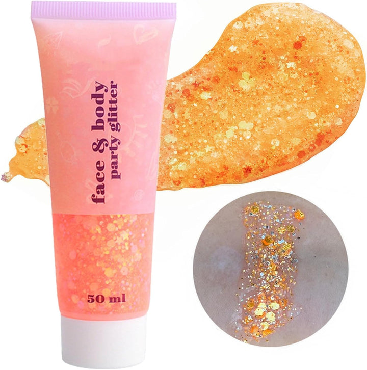 Gold Face Body Glitter,Mardi Gras Glitter Makeup Gold Face Paint,Holographic Chunky Sequins Glitters for Eye Lip Hair Nails,Festival Rave Accessories,52G