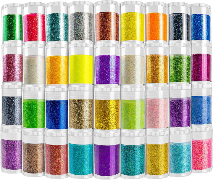 Ultra Fine Glitter 45 Colors Set, Holographic Glitter Powder for Tumblers, Arts and Craft Glitter, Iridescent Glitter for Epoxy Resin, Cosmetic Glitter for Body Nail Face Hair Eyeshadow Makeup