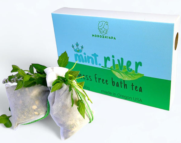 Bath Tea Mint River Mess Free/Made in USA Oregon/Bath Soak/100% Natural and Pure, Organic/Bathtub Tea for Men & Women/Foot Soak/Shower Steamers/Gift for Her, Him, Selfcare