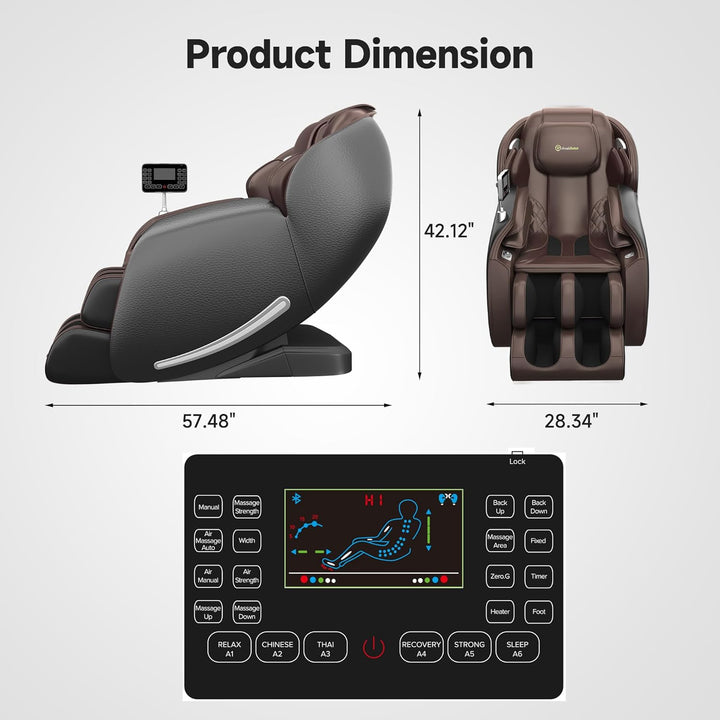 2025 Massage Chair Full Body,Zero Gravity 3D Sl-Track Shiatsu Massage Recliner Chair with Heat Body Scan Bluetooth Foot Roller APP Control, Child Lock, Favor-06,Brown