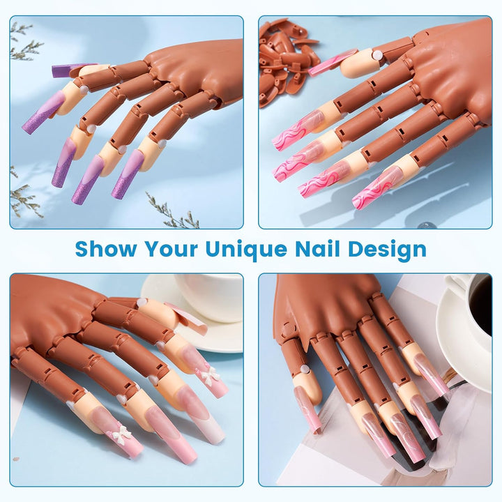 Magnetic Practice Hand for Acrylic Nails: Flexible Fake Nail Training Hand Practice - Manicure Hand Practice Kit for Beginners