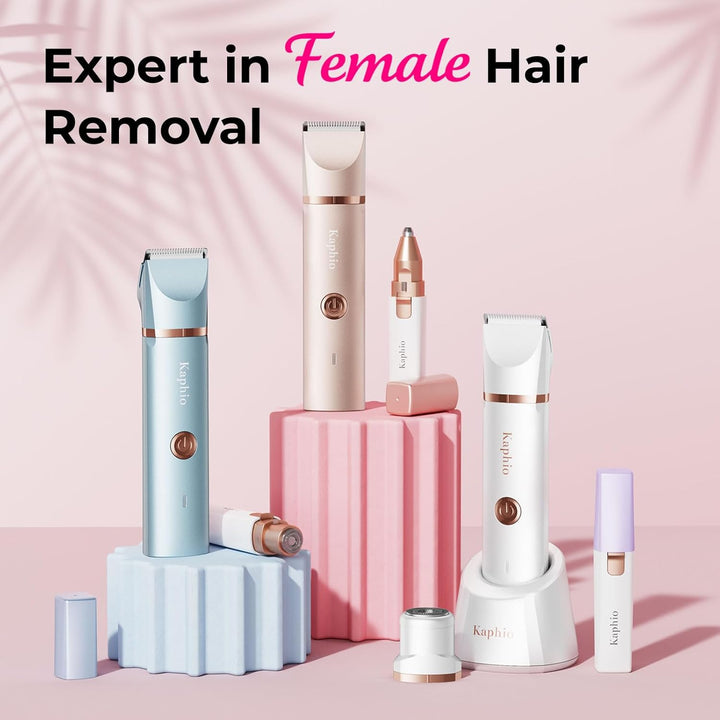 Bikini Trimmer for Women Pubic Hair: 2 in 1 Electric Razors for Women - Rechargeable Electric Shaver - IPX7 Waterproof Bikini Shaver for Travel & Shower Use in Summer (Rose Gold)