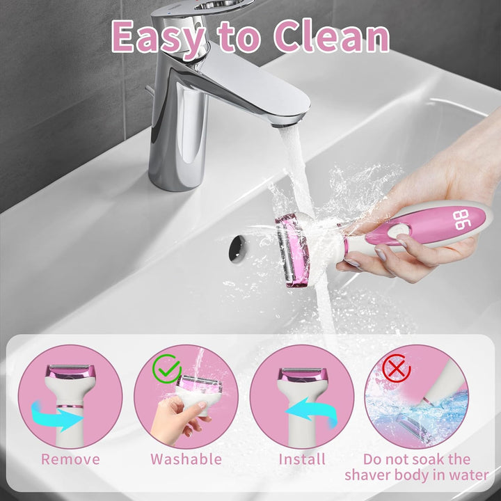 Wet & Dry Electric Razor for Women Men,4 in 1 Rechargeable Led Display Electric Shaver and Facial Hair Remover,Painless Ladies Body Razors for Nose Face Body Leg Bikini Arm Hair