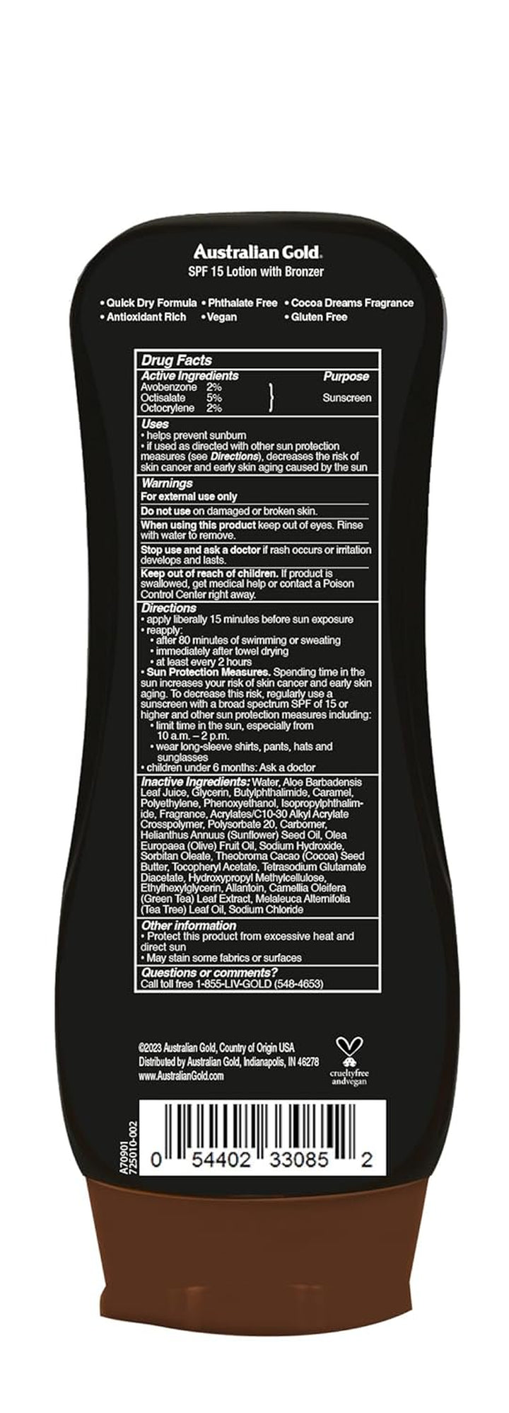 Sunscreen Lotion with Instant Bronzer SPF 15, 8 Ounce | Broad Spectrum | Water Resistant | Non-Greasy | SPF 15 8 Fl Oz (Pack of 1)