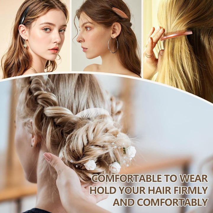 6PCS 3.15IN Hair Side Comb with 3 Colors, Professional Barber Comb for Styling and Grooming, French Combs for Wedding, Dating and More