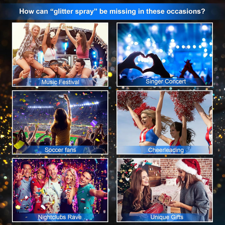 Body Glitter Spray, Temporary Shiny Hairspray for Face, Hair, Clothing, Long Lasting Quick-Drying Shimmer Mist for St. Patrick'S Day, Music Festival Rave, Nightclub Party, Prom, 2Oz