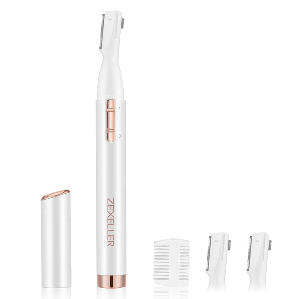 Upgraded Eyebrow Trimmer, Precision Facial Hair Trimmer with Comb, Battery Operated Painless Electric Eyebrow Razor Facial Hair Remover Face Chin Neck, Upper-Lip, Peach-Fuzz