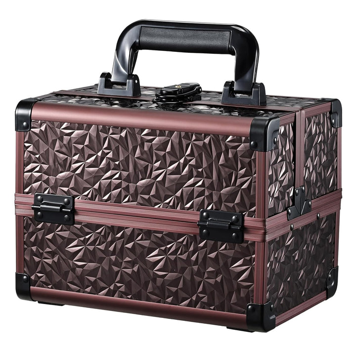 Makeup Train Case Makeup Case Organizer Portable Cosmetic Box Storage with 2 Trays Mirror Locking Make up Travel Case for Nail Kits Cosmetics Craft Traveling Makeup Box Mermaid Pink