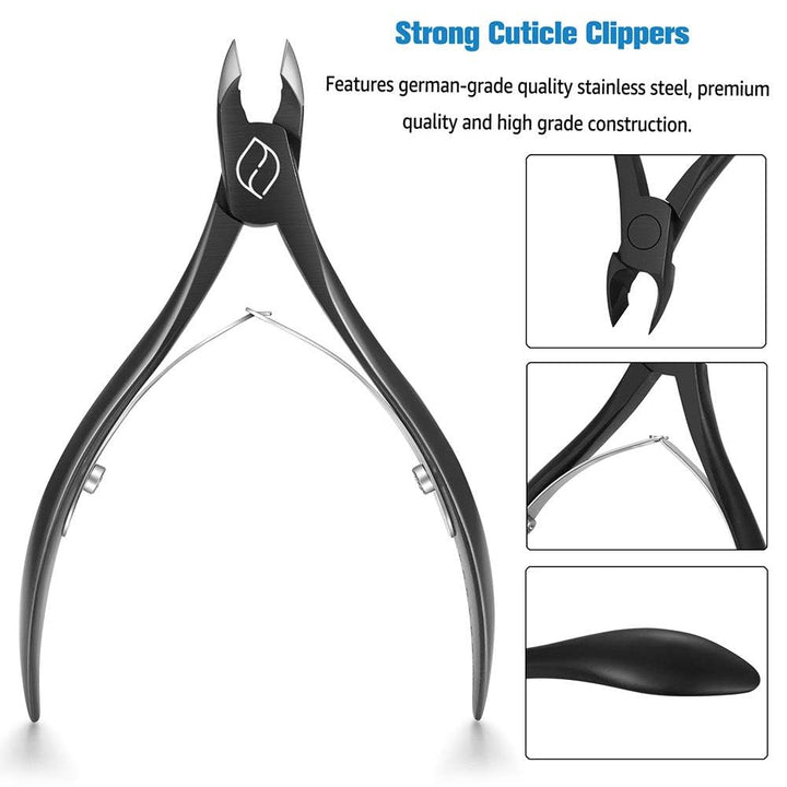Cuticle Cutters 1/2 Jaw - Professional Stainless Steel Cuticle Clippers Nail Cuticle Remover Tool, Nail Dead Skin Clipper - BLACK