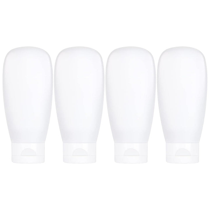 TSA Approved Travel Bottles Set for Toiletries Travel Size Containers Kit 4 Pack Portable Leak Proof Refillable Squeeze Cosmetic Airplane Essential Shampoo Hair Conditioner Body Lotion Bath Shower Gel