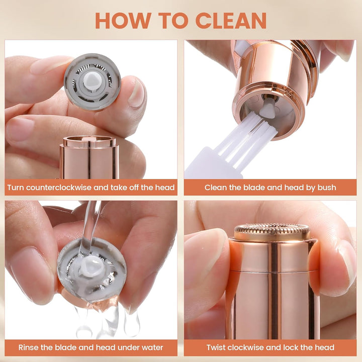 Facial Hair Removal for Women, Portable Painless Hair Remover Device, Rechargeable, with 2 Replacement Heads, for Face, Upper Lip and Chin