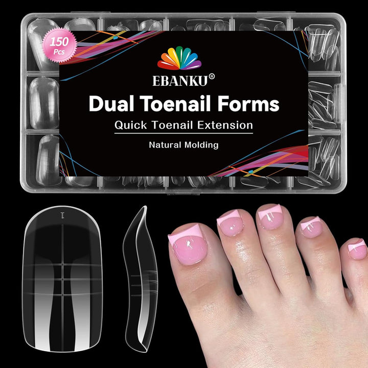 Poly Gel Toenail Kit, Toe Dual Nail Forms Reusable Poly Gel Nail Kit for Toe Nail Extension Gel Press on Toe Nail Tips Poly Gel Toenail Forms for Women Pedicure Tools, 120PCS, 120 Sizes