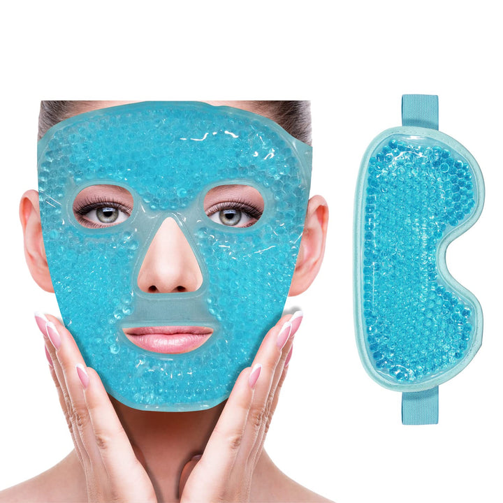 Cold Face Eye Mask Ice Pack Reduce Facial Puff, Dark Circles, Gel Beads Hot Heat Cold Compress Pack, Face SPA for Woman Sleeping, Pressure, Headaches, Skin Care, Post Laser Care[Blue]