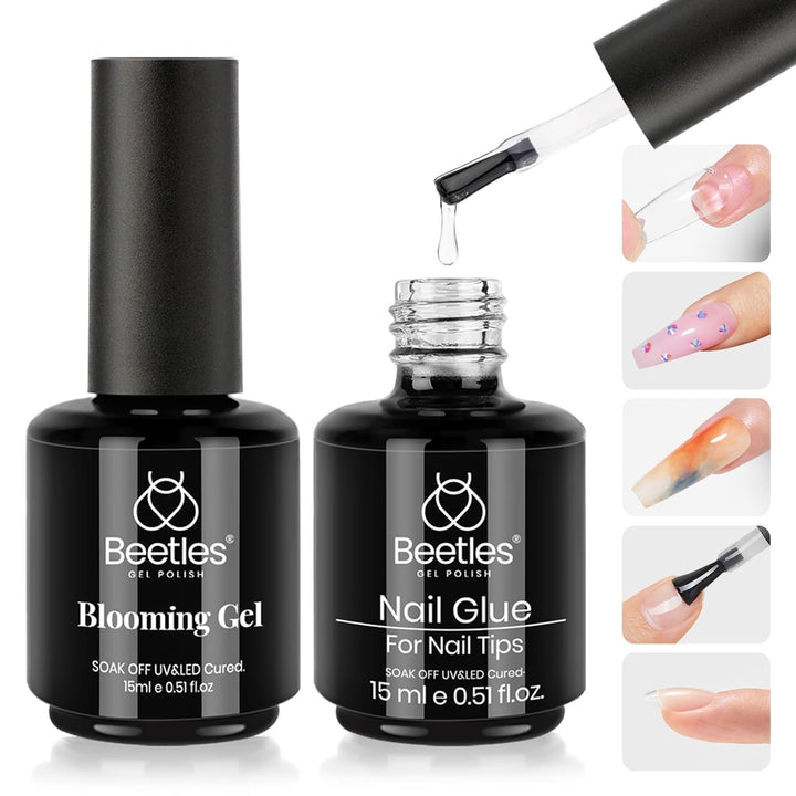 Beetles 2Pcs 15Ml Gel Base and Top Coat Set - Upgrade No Wipe Extra Glossy Top Coat Finish for Gel Nail Polish, Soak off UV/LED Lamp Needed, Essentials for Long-Lasting Manicure Halloween Kit