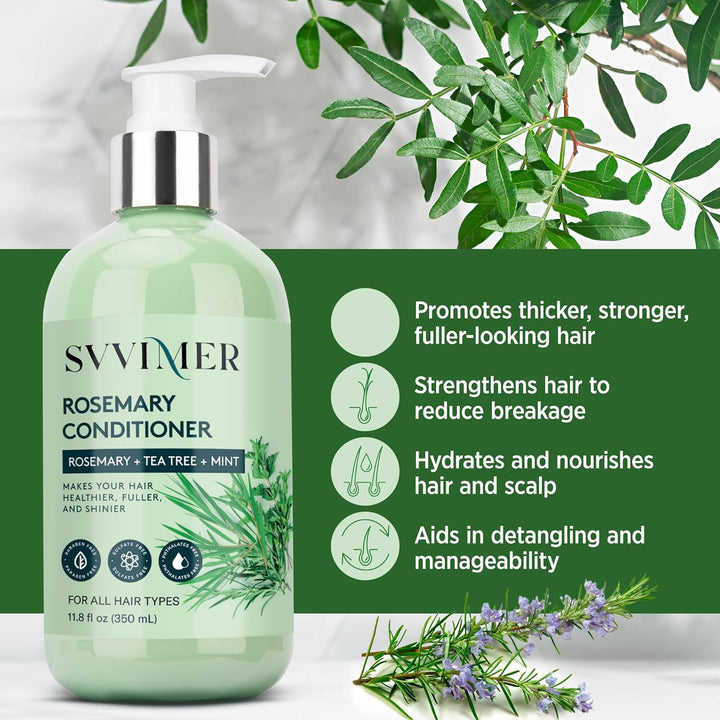 Rosemary Hair Growth Conditioner: Thickening Moisturizing Product with Biotin for Women Men - for Damaged Dry Thinning Hair 11.8 Fl.Oz