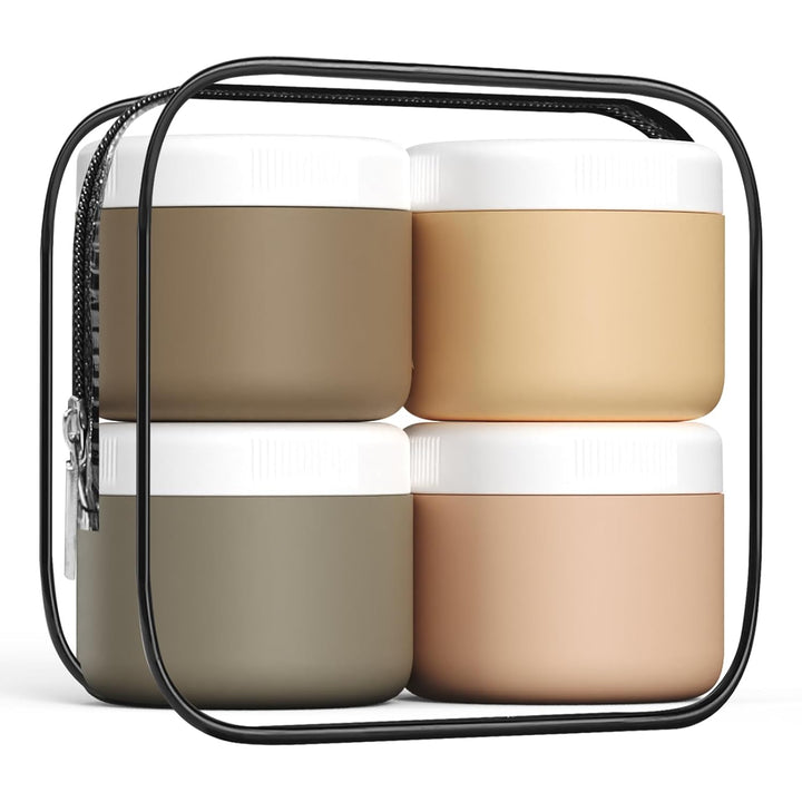 Travel Containers for Toiletries, Silicone Cream Jars Bpa-Free, Leak-Proof 2Oz Travel Size Containers, Portable Size Silicone Jars with Lid for Cosmetic Face Hand Body Cream (4 Pack)