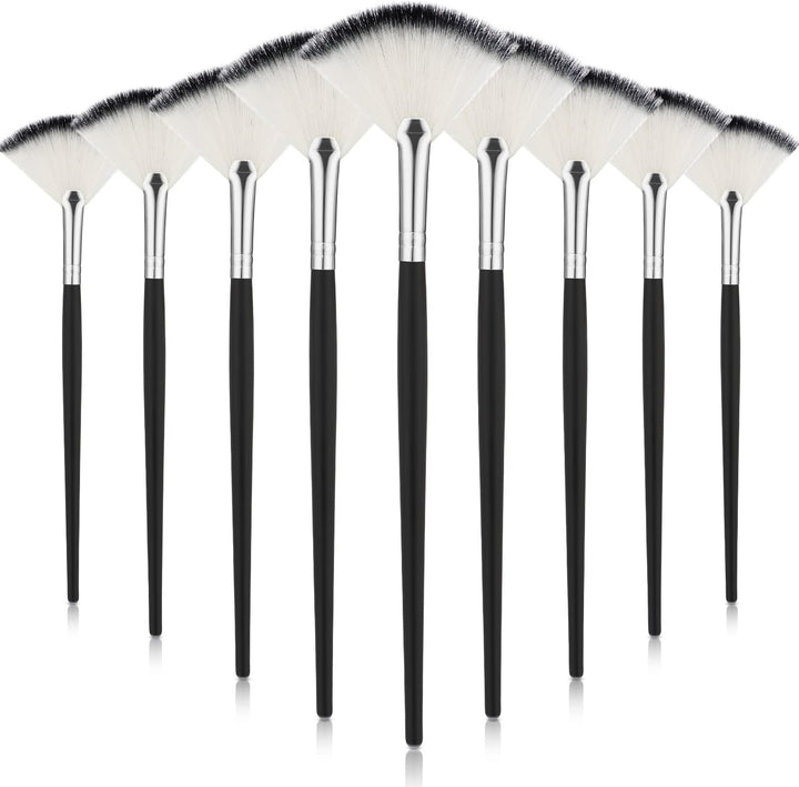 9 Pieces Facial Fan Mask Brushes, Soft Facial Applicator Brushes Tools for Peel Glycolic Makeup for Mud Cream(Champagne)
