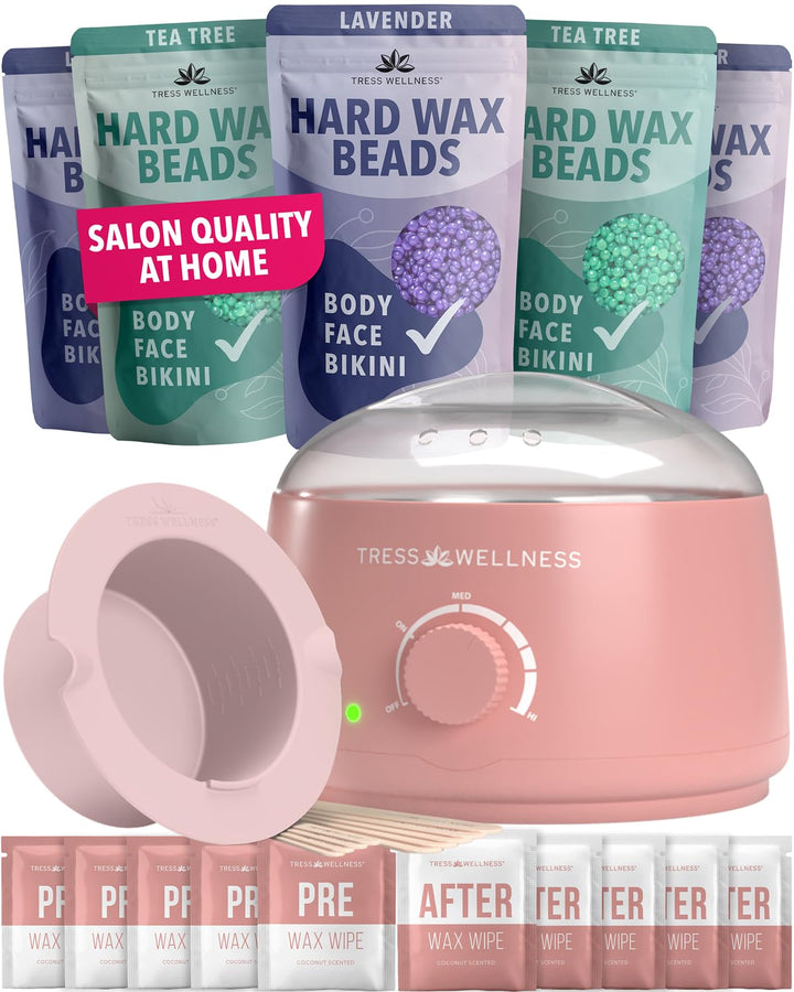 Waxing Kit for Sensitive Skin, Safe for Face & Skin, Prep & Aftercare Spray, Easy to Use, At-Home Kit for Face, Bikini, Brazilian & Full Body - Digital Display, Black Purple Flower