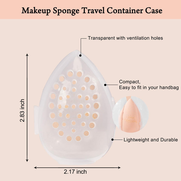 Makeup Sponge Set Blender Sponges, Latex-Free Beauty Makeup Sponges 7 Pcs with 1 Travel Container Case for Blending Foundation Liquid Cream and Powder (Beige)