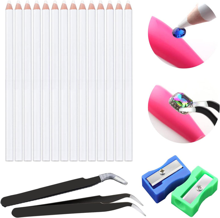 Self Adhesive Pickup Pencil for Rhinestones and Diamond Painting, 10 PCS Long Rhinestone Picker Tool Kit for Nail Art, Nail Dotting Tools for Manicure, Jewel Applicator Gem Picker Pen Tool