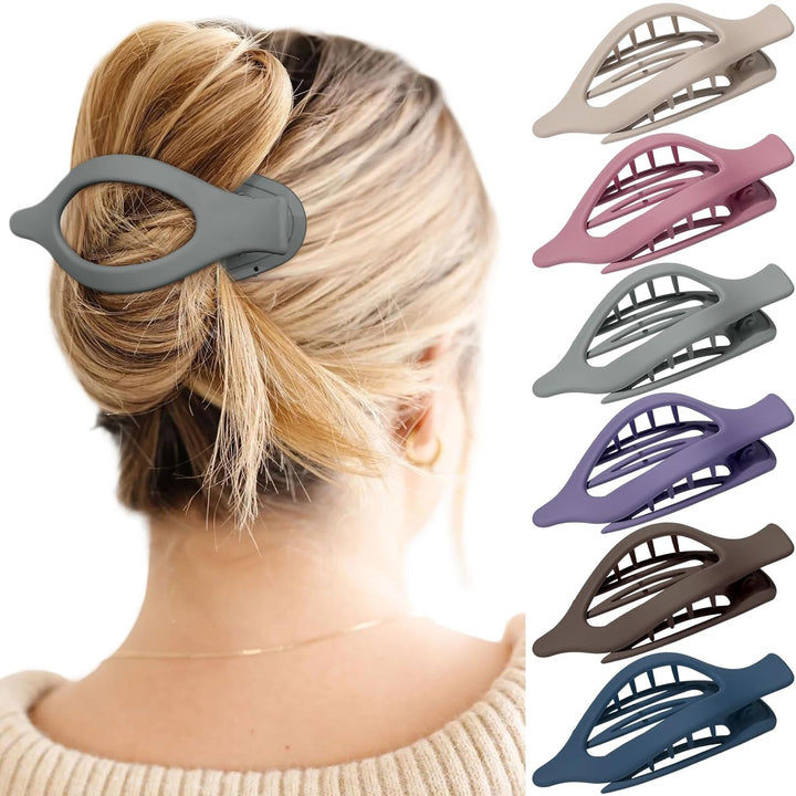 French Concord Hair Clips - 6Pcs Side Slide Volume Clips for Women Girls, Strong Hold No Slip Grip, Thick or Thin Hair (Matte Finish, L:4.6 IN, W:1.97IN)