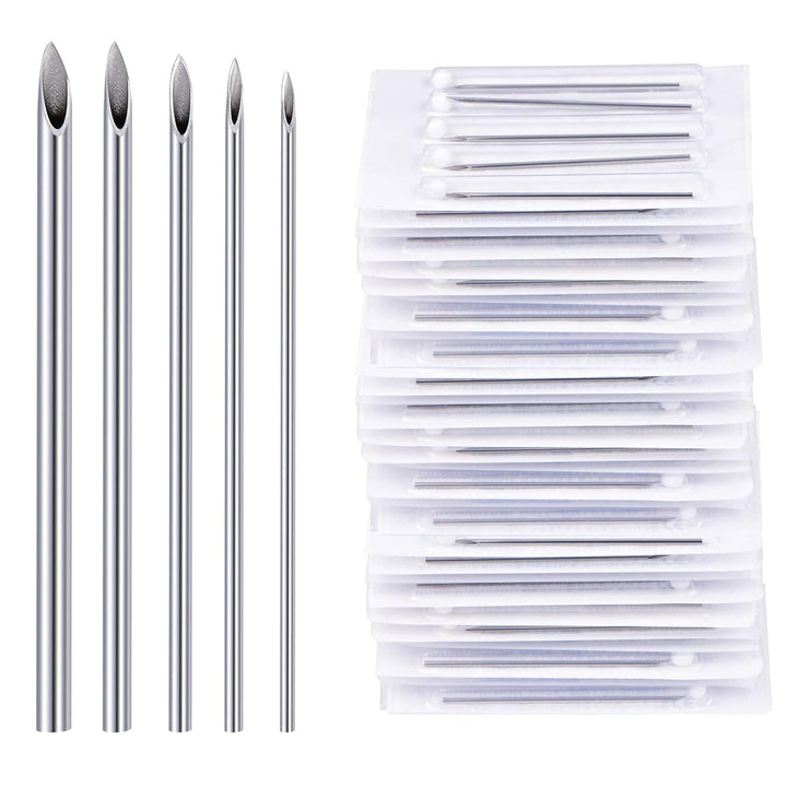 50PCS Mixed Body Piercing Needles, 12G 14G 16G 18G 20G Disposable Sterile Stainless Steel Piercing Needles for Ear Nose Navel Belly Nipple Tongue Lip Piercing